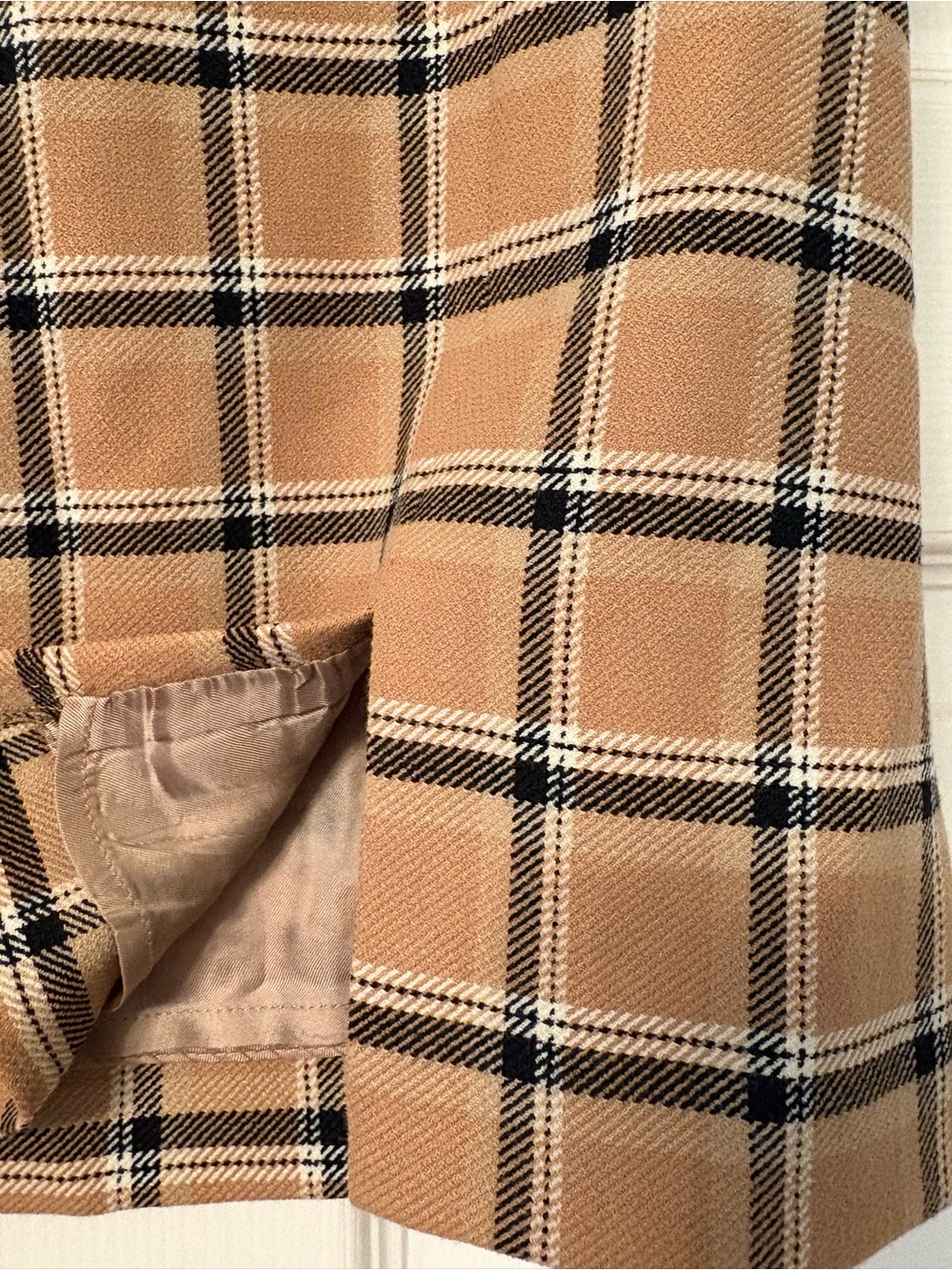 Wilfred Tan Plaid Mini Skirt